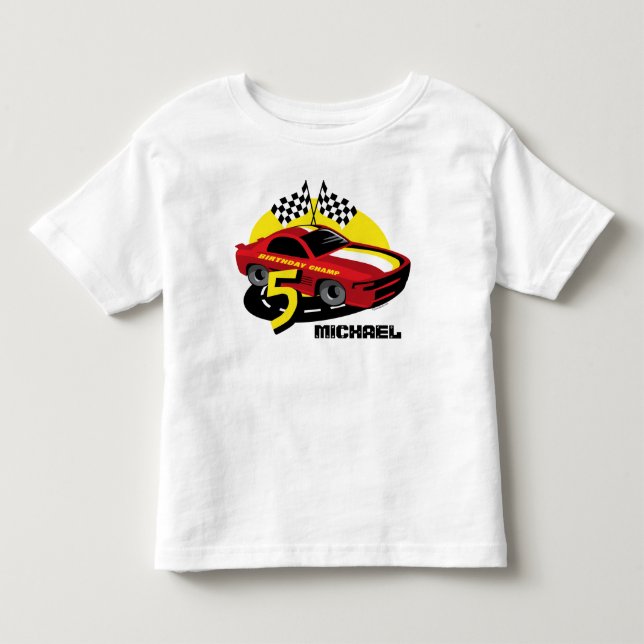 5ta camisa del cumpleaños del coche de carreras (Anverso)
