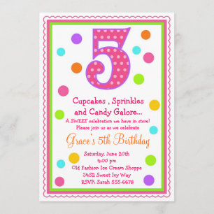 5ta invitación del cumpleaños de la sorpresa dulce