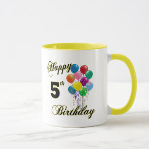 5tas tazas y tazas felices de café del cumpleaño