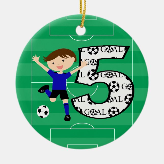 5to Ornamento azul y negro del cumpleaños del (Frente)