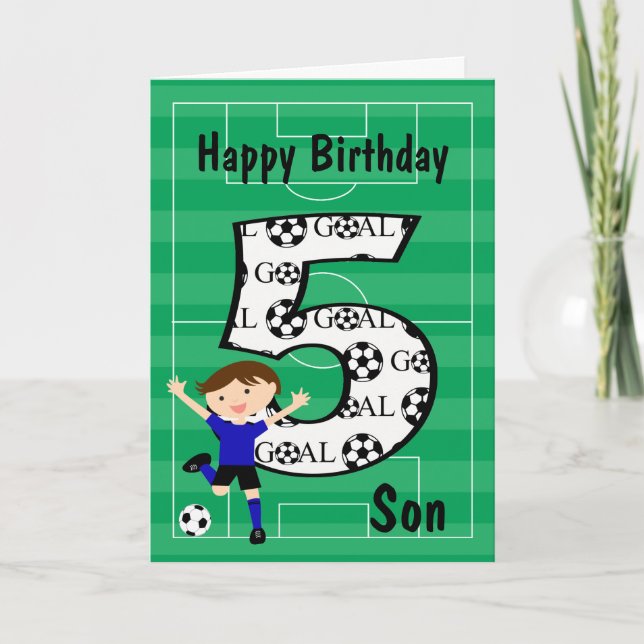 5to Tarjeta azul y negra del cumpleaños del fútbol (Anverso)