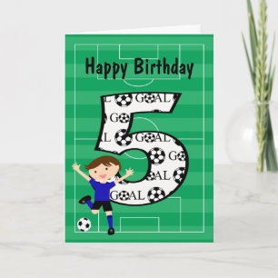 5to Tarjeta azul y negra del cumpleaños del fútbol
