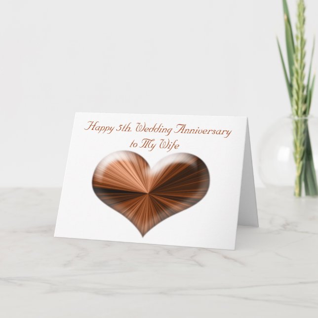 5to. Tarjeta del aniversario de boda al marido y a (Anverso)