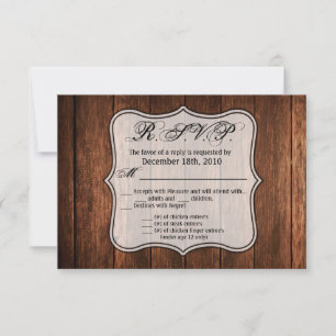 5x3.5 R.S.V.P Tarjeta Barn Wood Country Rústico