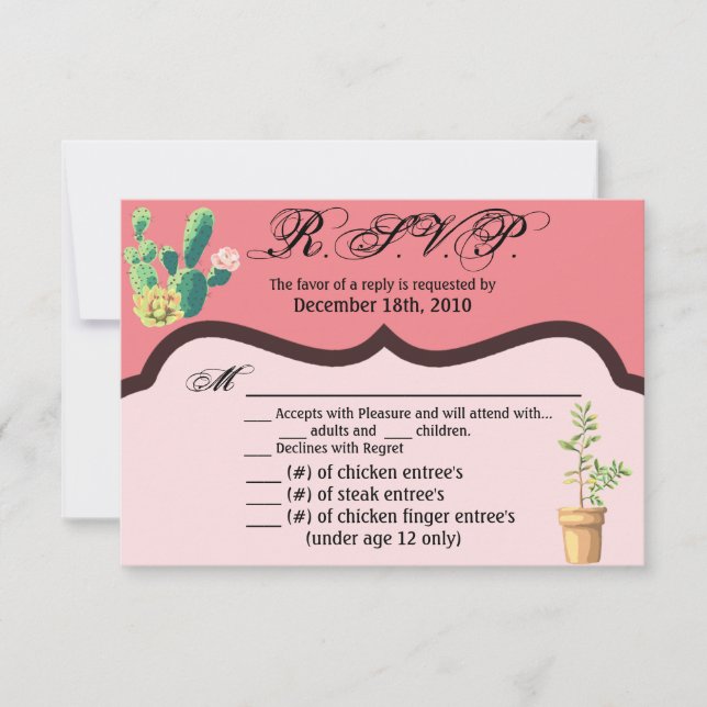 5x3.5 R.S.V.P Tarjeta Bohemian Cactus Succulents D (Anverso)