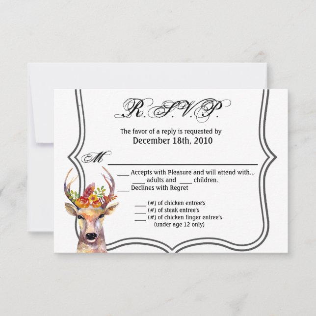 5x3.5 R.S.V.P Tarjeta Geométrica Boho ciervo Cabez (Anverso)