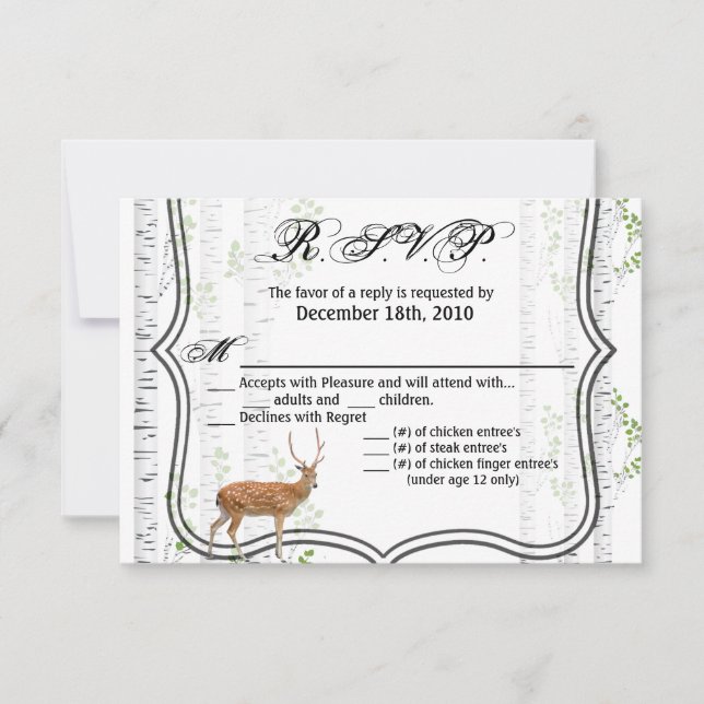5x3.5 R.S.V.P Tarjeta Woodland Deer Doe Buck Hunin (Anverso)