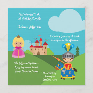 5x5 Invitación a fiesta de cumpleaños del castillo