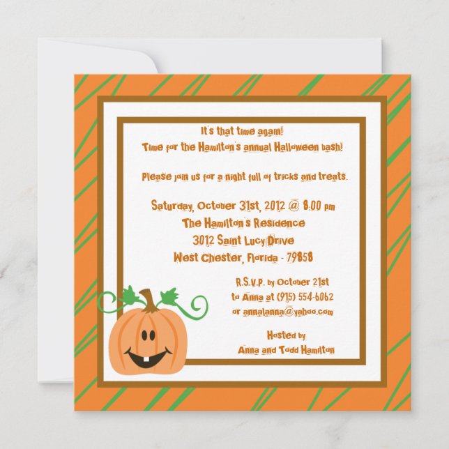 5x5 Invitación a fiesta de diversión de Halloween (Anverso)