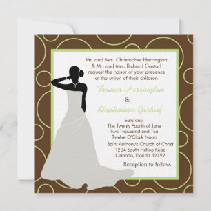 5x5 Invitación a la boda de pok-a-dot marrón