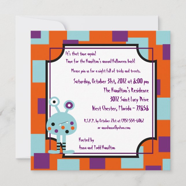 5x5 Invitación a la fiesta de Bash Halloween (Anverso)