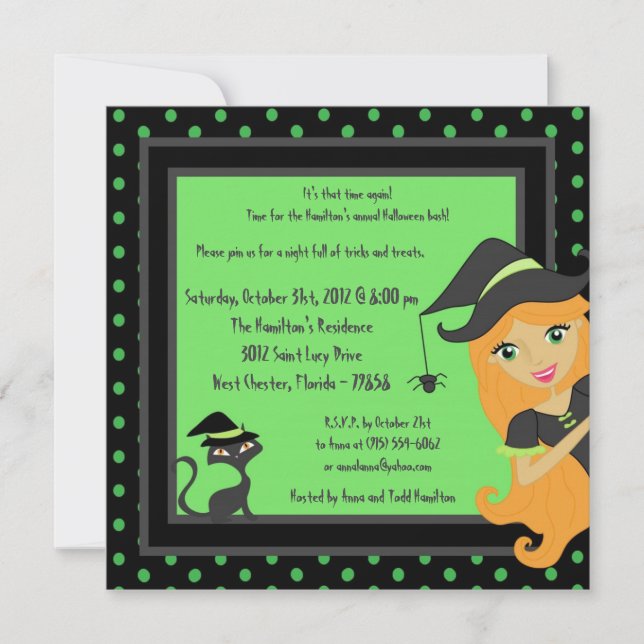 5x5 Invitación a la fiesta de Halloween de la Hora (Anverso)