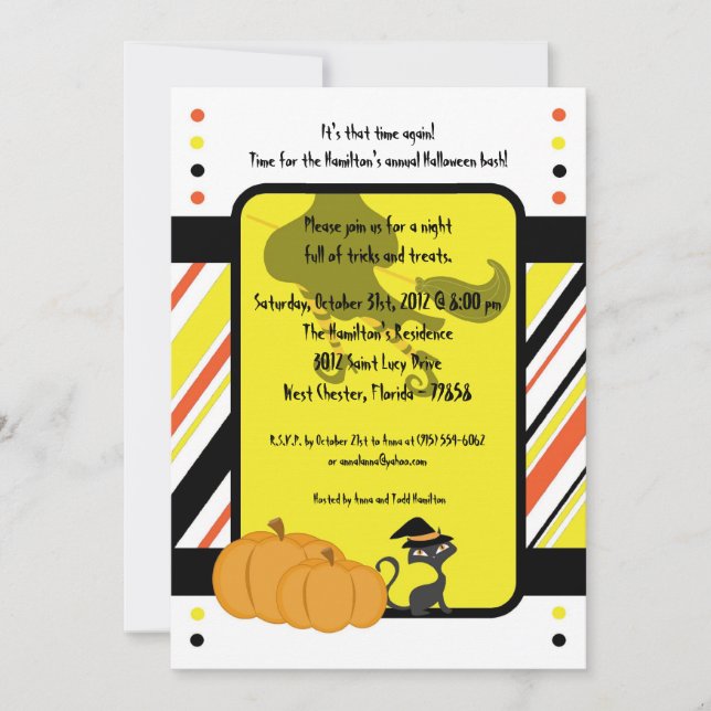 5x5 Invitación a la fiesta de Halloween de la Hora (Anverso)