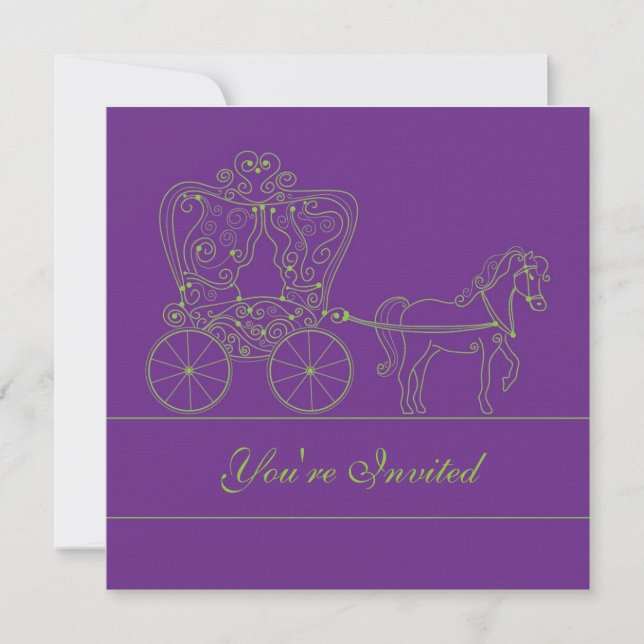 5x5 Invitación a matrimonio de transporte morado o (Anverso)