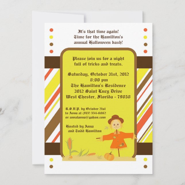 5x5 Invitación de la fiesta de Halloween de otoño (Anverso)