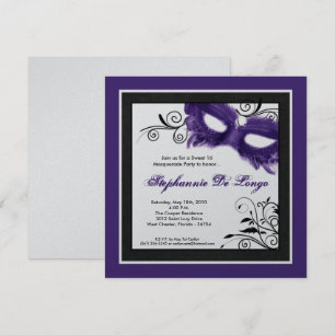5x5 Máscara de Mascarada Púrpura 16 Invitación de