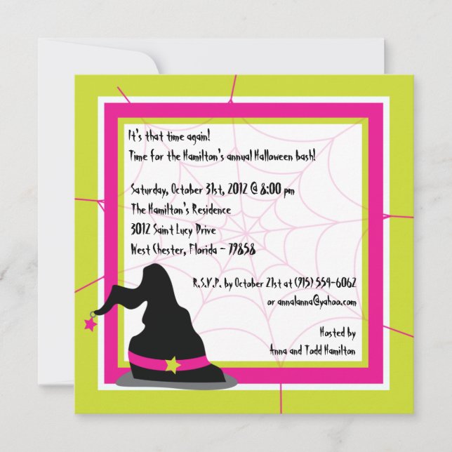 5x5 Witchy Ways Halloween Party Invitación (Anverso)