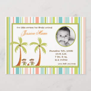 5x7 Anuncio de natalidad en monos Luau hawaiano