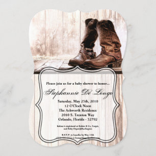 5x7 Baby Shower Invitación botas rústico campo nos