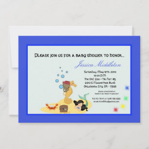 5x7 Bajo la invitación de Baby Shower Sea Ocean Bo