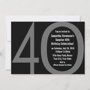 5x7 Black+White Big 4-0 Invitaciones para fiestas 