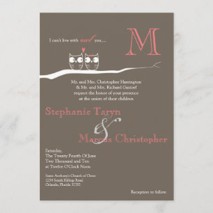 5x7 con el búho usted invitación de la boda del