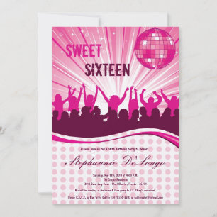 5x7 Fiesta de danza rosa Invitación a los 16º cump