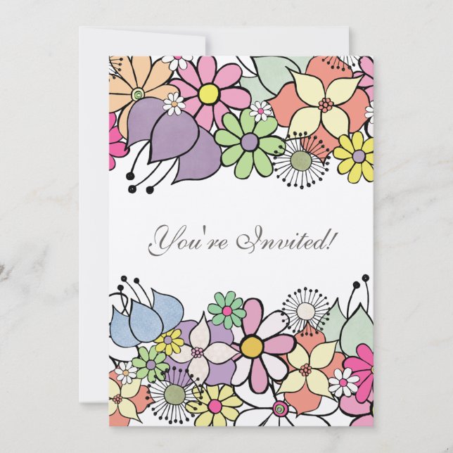 5x7 Flores Brillantes Llenos De Invitación (Anverso)
