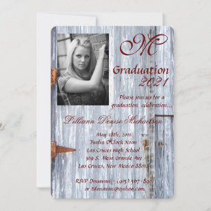 5x7 Graduación Parte Invitación Barra de madera de