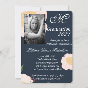 5x7 Graduación Parte Invitación Bebé Cosmos rosado