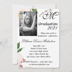 5x7 Graduación Parte Invitación Bebé Cosmos rosado