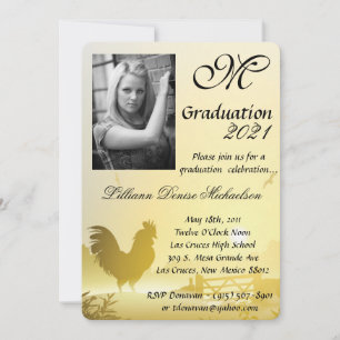 5x7 Graduación Parte Invitación Soleado Granja Mor