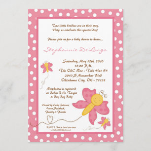 5x7 HERMANA la invitación rosada de Baby Shower de