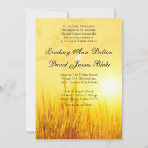5x7 Invitación a la boda Hay Sunset en el país