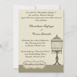 5x7 Invitación a la boda jaula/franjas grises