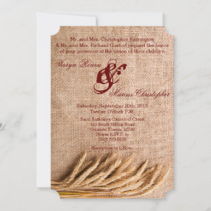 5x7 Invitación a la boda Trigo en el saco de Burla