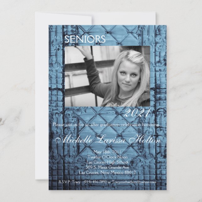 5x7 Invitación a la fiesta de graduación fotográfi (Anverso)
