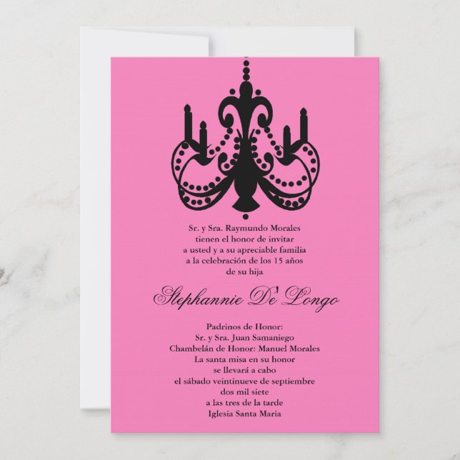 5x7 Invitación de la fiesta de Quinceanera (Anverso)