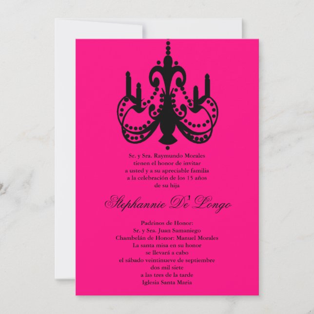 5x7 Invitación de la fiesta de Quinceanera (Anverso)