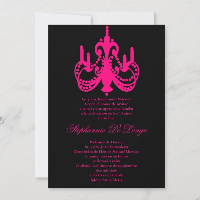 5x7 Invitación de la fiesta de Quinceanera (Anverso)