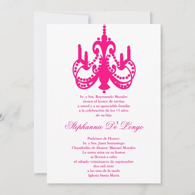 5x7 Invitación de la fiesta de Quinceanera (Anverso)