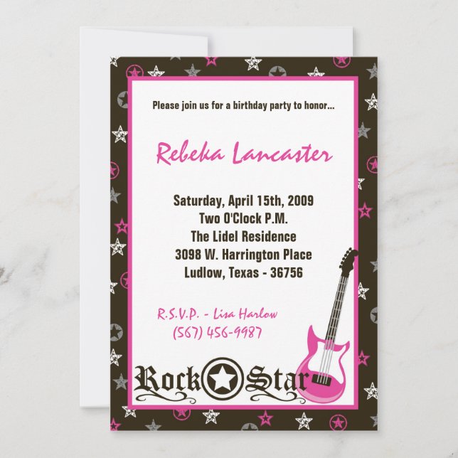 5x7 invitan - a la invitación del cumpleaños de la (Anverso)