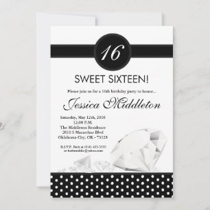 5x7 Joyas Diamantes Dulces 16 Invitación de cumple
