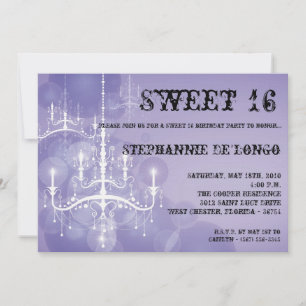 5x7 Lámpara púrpura Dulce 16 Invitación de cumplea