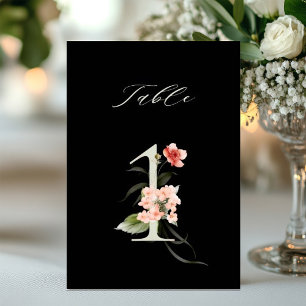 5x7 Número Botánico Floral 1, Número de Mesa Negro