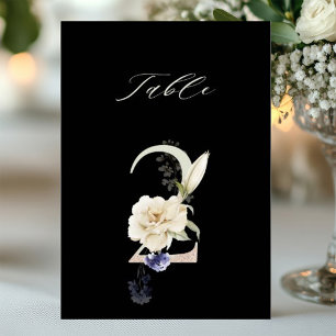 5x7 Número Botánico Floral 2, Número de Mesa Negro