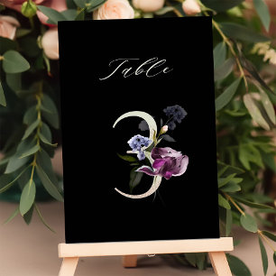 5x7 Número Botánico Floral 3, Número de Mesa Negro