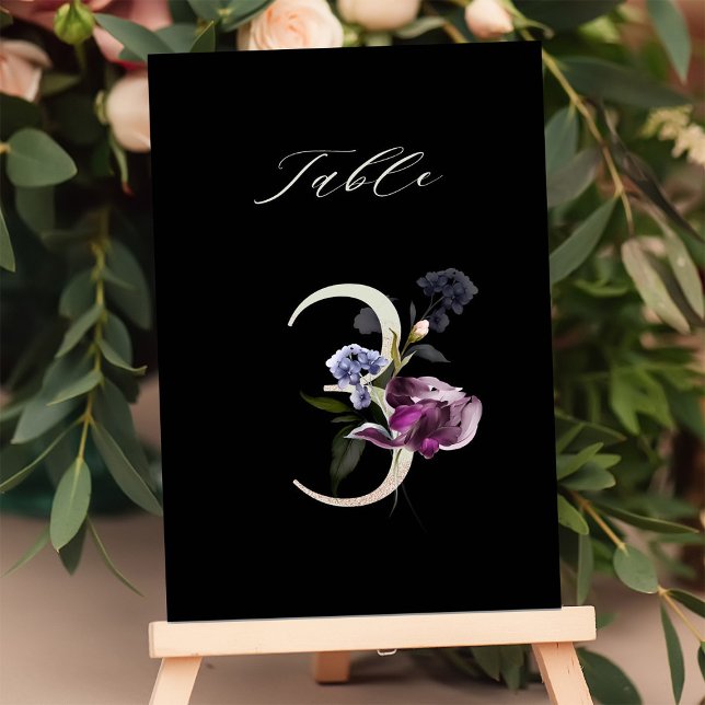 5x7 Número Botánico Floral 3, Número de Mesa Negro (Subido por el creador)