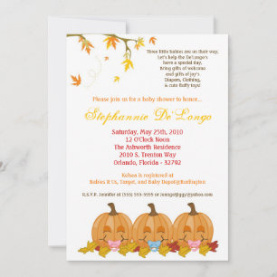 5x7 otoño deja TRIPLETS Invitación Baby Shower