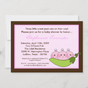 5x7 TRIPLET SweetPea en Pod Baby Shower Invitación